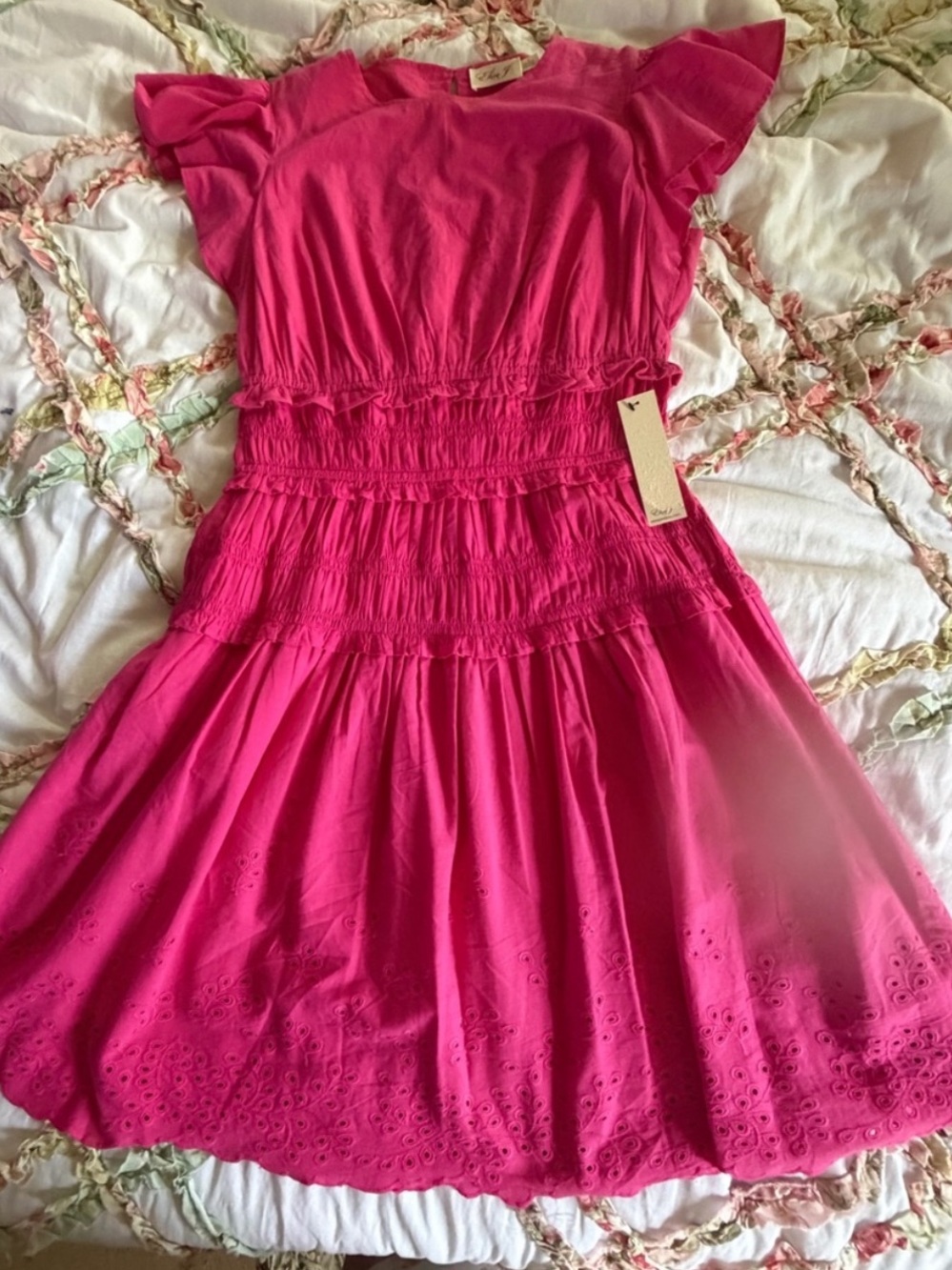 Eliza J  100% cotton smocked wedding guest / cocktail dress - Picture 2 of 8